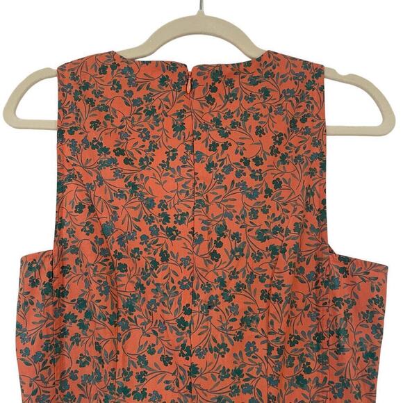NWT Madewell Orange Floral Sleeveless Stephanie Midi Cotton Dress Size 4 - Picture 8 of 12